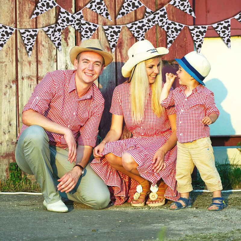 8 m tehénnyomat zászló zászló zászlók tehénsármány transzparensek Születésnapi parti kellékek Farm Animal Theme Western Cowboy Theme Party Dekoráció