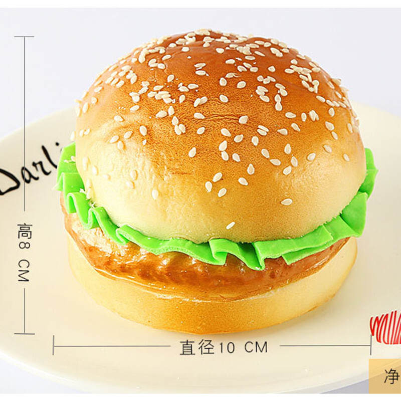 Mesterséges hamburger hamis kenyér étel modell cukrászda kirakata konyhai fotózás kellékek asztali dekoráció