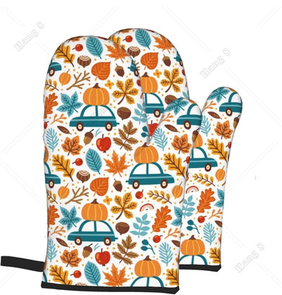 Sütőkesztyű és edénytartó szett 2 db őszi tök juhar autós sütőkesztyű hőálló csúszásmentes konyhai főzéshez grillezéshez