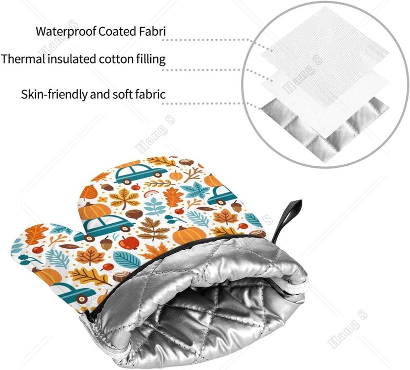 Sütőkesztyű és edénytartó szett 2 db őszi tök juhar autós sütőkesztyű hőálló csúszásmentes konyhai főzéshez grillezéshez