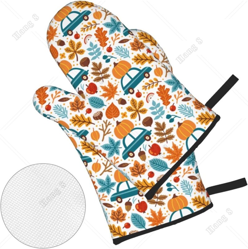 Sütőkesztyű és edénytartó szett 2 db őszi tök juhar autós sütőkesztyű hőálló csúszásmentes konyhai főzéshez grillezéshez