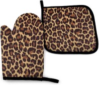 Cool Cheetah Leopard sütőkesztyűk és edénytartók Hőálló sütőkesztyűk Biztonságos Főzés Sütés Grillezés