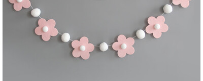 1Szett édes filcvirág témájú szalaghirdetés százszorszép Hálószoba függő sármányfüzérek gyerekeknek Lányok születésnapi babazuhany party dekoráció