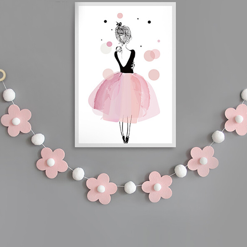 1Szett édes filcvirág témájú szalaghirdetés százszorszép Hálószoba függő sármányfüzérek gyerekeknek Lányok születésnapi babazuhany party dekoráció