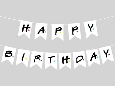 Barátok TV-műsor szalaghirdetése születésnapi bulihoz, boldog születésnapi parti dekoráció, papírbarát tematikus parti, barátoknak megfelelő