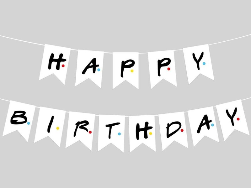 Barátok TV-műsor szalaghirdetése születésnapi bulihoz, boldog születésnapi parti dekoráció, papírbarát tematikus parti, barátoknak megfelelő