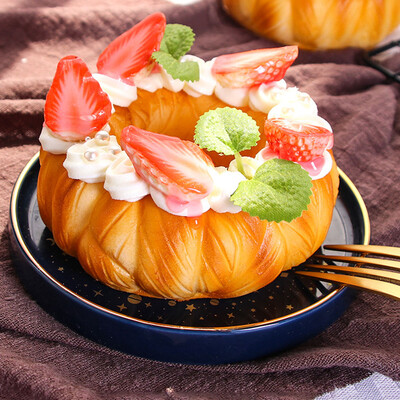 Szimulált fánk bagel Hamis belga gofri Puha PU kenyér Műgyümölcs Színes tűk Rózsaszín csokoládé