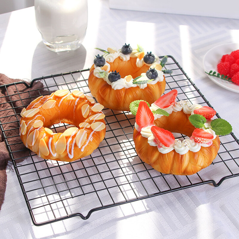 Szimulált fánk bagel Hamis belga gofri Puha PU kenyér Műgyümölcs Színes tűk Rózsaszín csokoládé