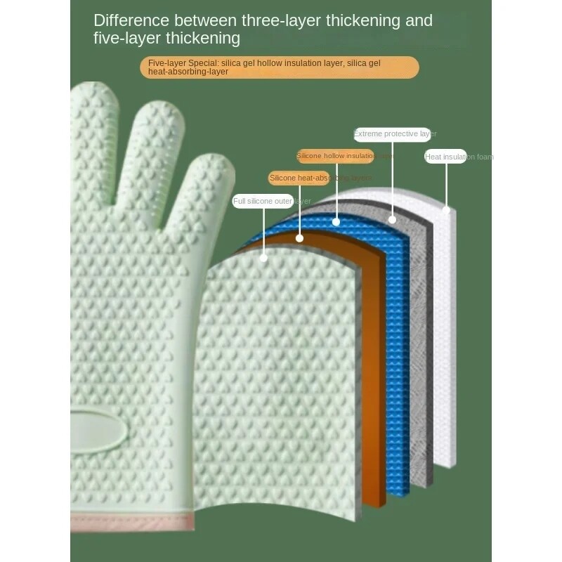 Kepimo pirštinės Silikoninės Orkaitės Pirštinės Neslysta Sutirštintos Aukštai Temperatūrai Atsparios Restoranas Virtuvė Nuplikymo Pirštinės Virtuvės Įrankis