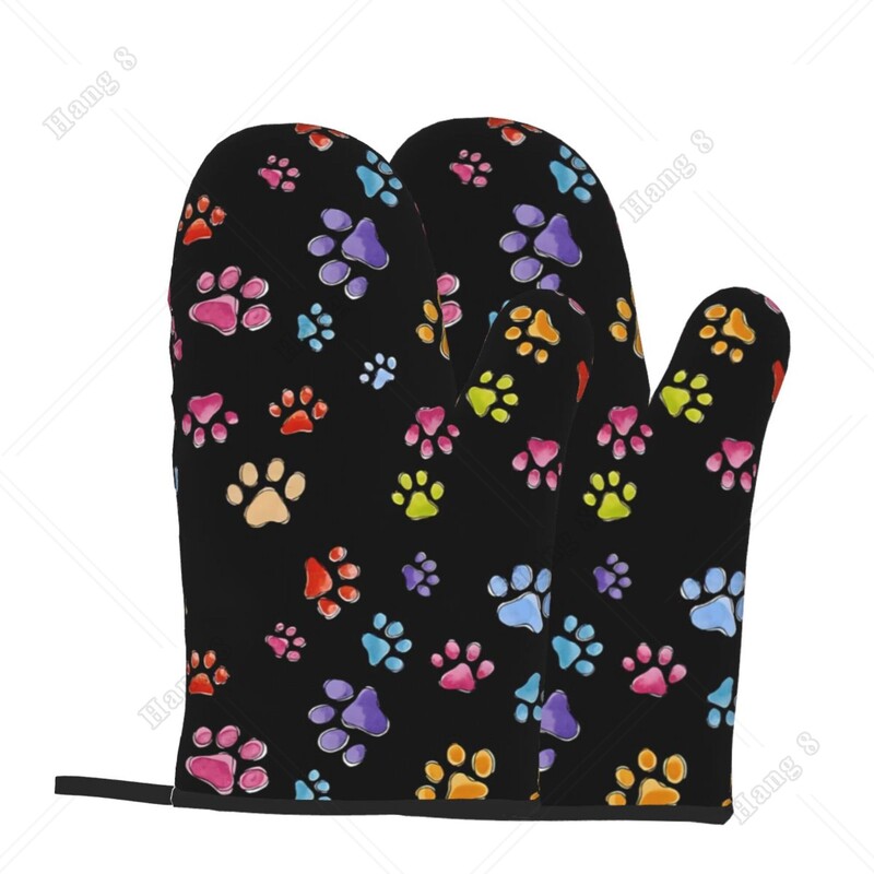 Spalvingos Šunų letenėlės Moteriškos Maisto gaminimo Kepimo Orkaitės Pirštinės Atsparios Karščiui Vieno dydžio Lengvai Valomi Virtuvės Priedai Orkaitės Pirštinės 2vnt.