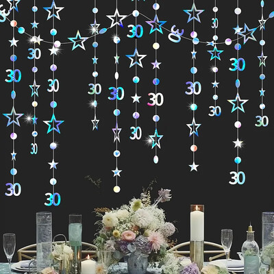 3M rózsa arany többszínű kivájt csillagkör 30-as füzérek Boldog 30. születésnapot, szalaghirdetés, 30 éves füzér