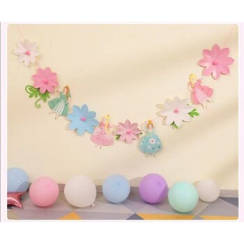 Flower Princess Happy Birthday Party Banner Fairy Birthday Baby Shower Tea Party Bunting Decor Детска градина Декорация на класна стая