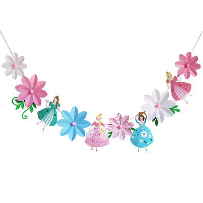 Virág Hercegnő Boldog Születésnapi Party Banner Tündér születésnapi Babazuhany Tea Party Sármány dekoráció Óvoda Tanterem Dekoráció