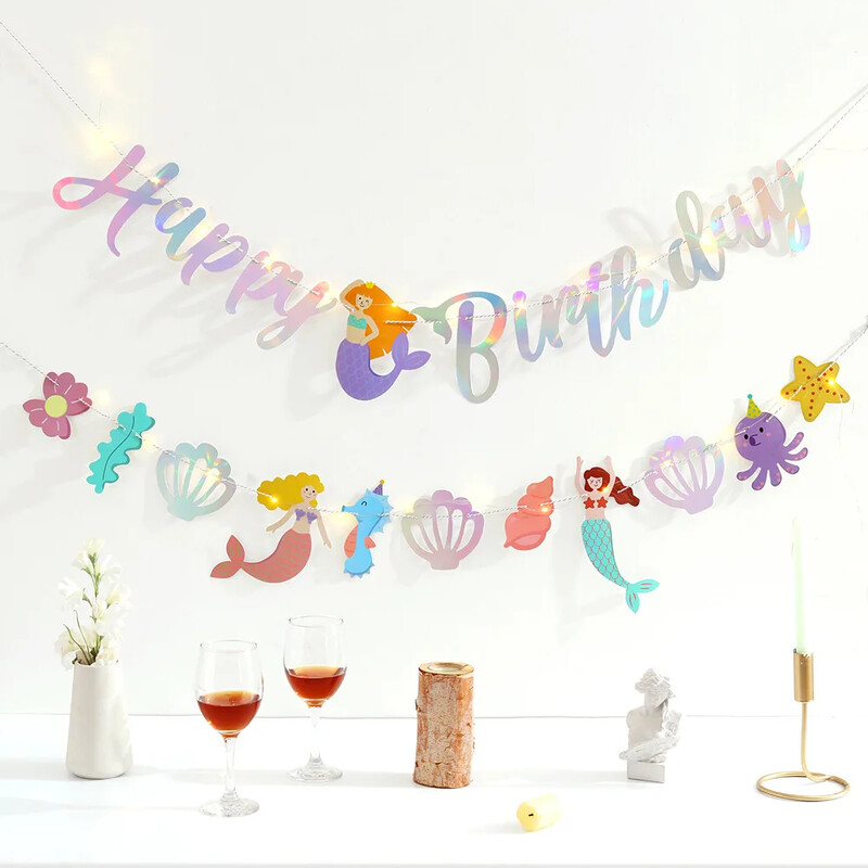 1Szett Unikornis születésnapi dekoráció Egyszarvú Boldog születésnapot Banner Sellőparti kellékek lányoknak Baby Shower party dekorációk