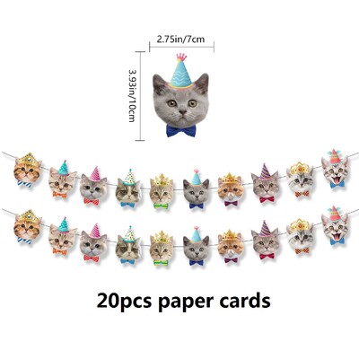 Pet Cat papír húzható zászló, boldog születésnapot zászló, party dekoráció