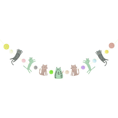 1 szett Lovely Cat Dog Design Papír Banner Sármány Kisállat Születésnapi Party Dekoráció Füzér Babazuhanyhoz Gyerekek Születésnapi Favor Dekor