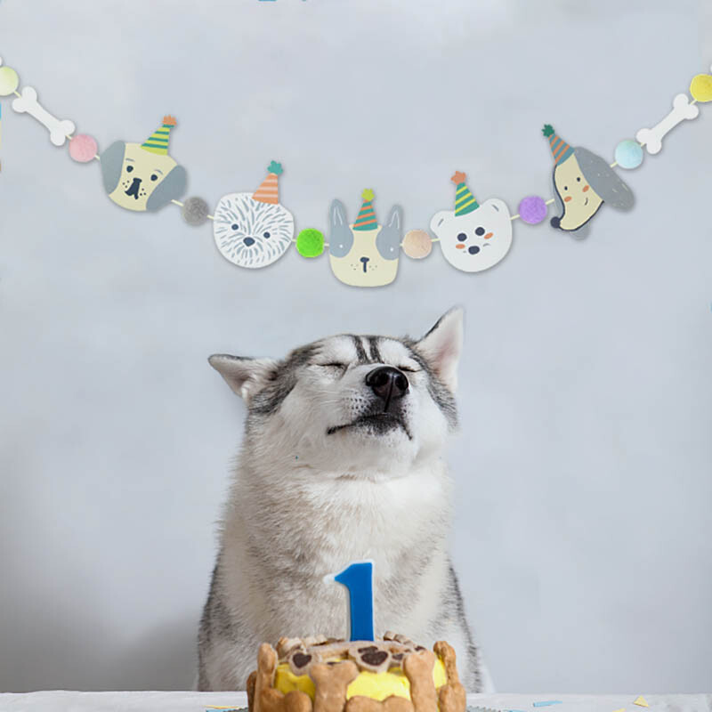1 szett Lovely Cat Dog Design Papír Banner Sármány Kisállat Születésnapi Party Dekoráció Füzér Babazuhanyhoz Gyerekek Születésnapi Favor Dekor