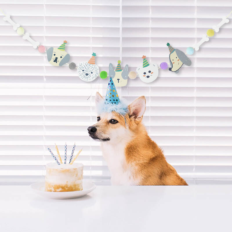 1 szett Lovely Cat Dog Design Papír Banner Sármány Kisállat Születésnapi Party Dekoráció Füzér Babazuhanyhoz Gyerekek Születésnapi Favor Dekor