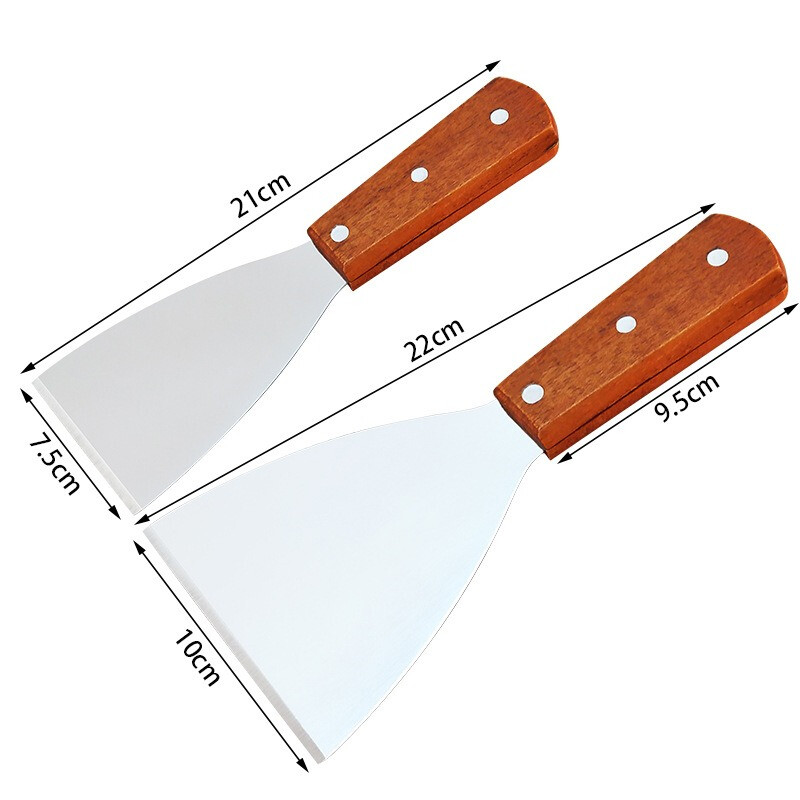 Roostevabast terasest puidust käepide Teppanyaki labidas libisemisvastane praadimislabidas muna kala pannkoogi keerajad kööginõud