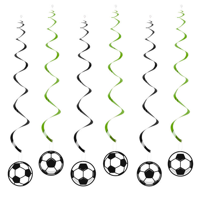 Foci tematikus buli Zöld zászlós zászlót húzó lógó spirál Gyermek fiúk foci születésnapi parti baba zuhany dekor kellékek