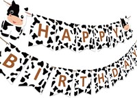 Farm témájú tehén boldog születésnapi szalaghirdetés Barnyard 1. 2. 3. születésnapi parti dekorációi és kellékei