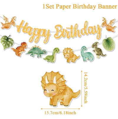 Dinoszaurusz Boldog születésnapot Garland Banner Roar Dino Party Balloons Jungle Animal Safari 1. Kids Születésnapi parti dekorációs kellékek