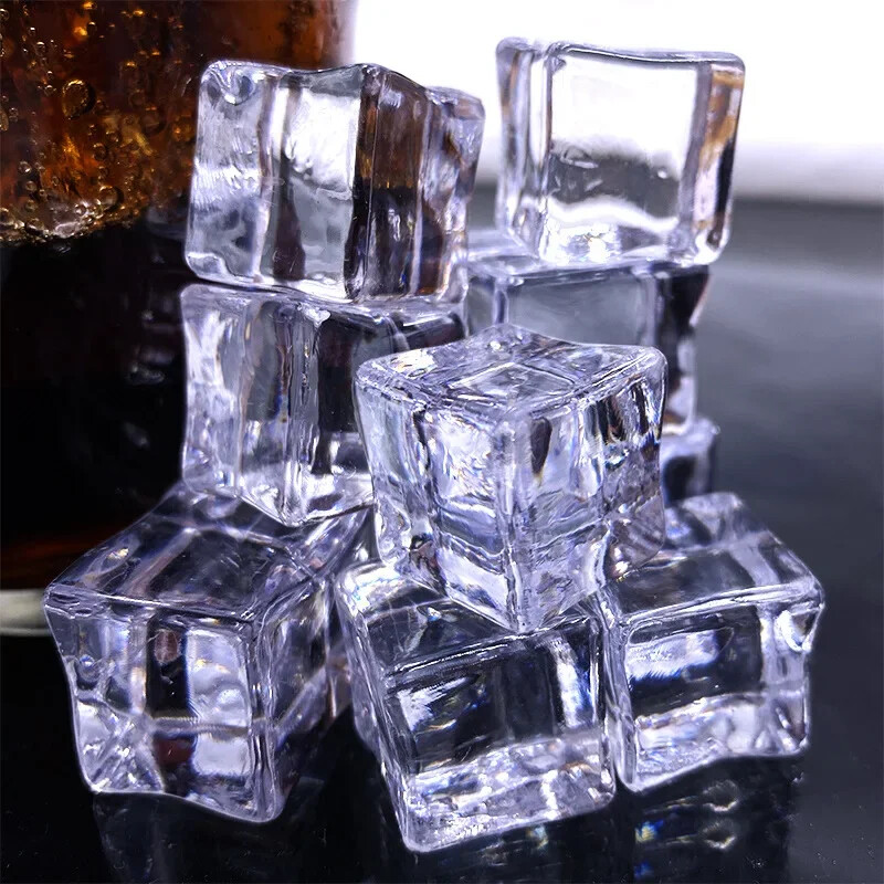 10 db 20 mm-es mesterséges akril négyzet alakú átlátszó jégkocka születésnapi bulihoz Étkezőasztal dekoráció Fényképészeti kellékek