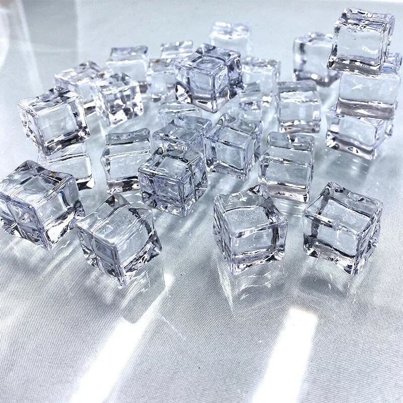 10 db 20 mm-es mesterséges akril négyzet alakú átlátszó jégkocka születésnapi bulihoz Étkezőasztal dekoráció Fényképészeti kellékek