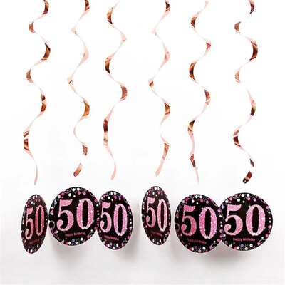 6db PVC örvényfüzér Boldog születésnapot zászló 18 30 40 50 60 70 éves függő díszek felnőtt születésnapi parti dekorációhoz