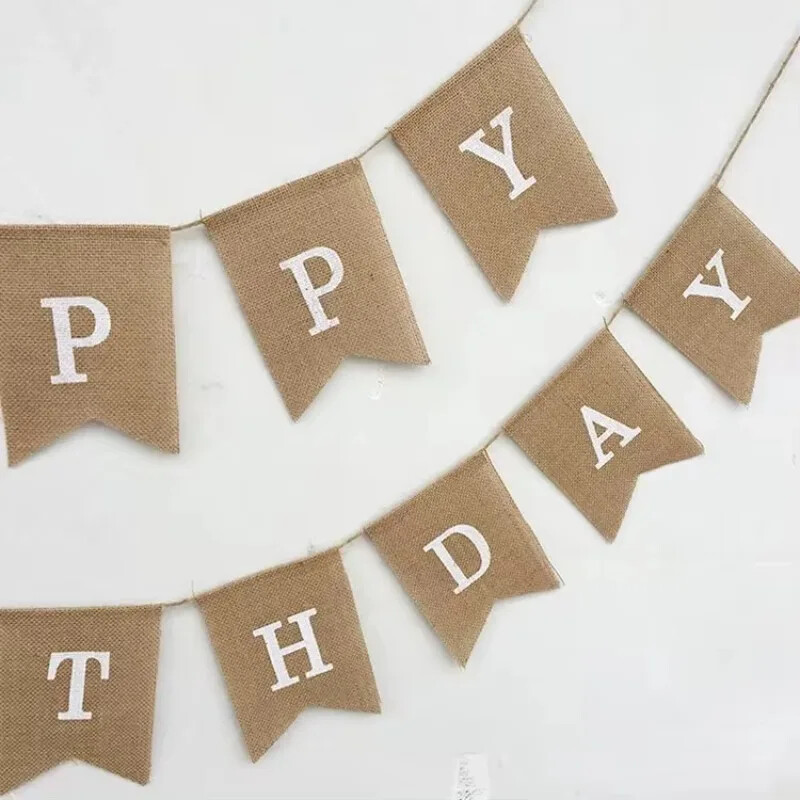 13 zászló Vintage vászon Juta zsákvászon zászló zászló zászlósármány háttér fotózás kellékek Boldog születésnapi partit lakberendezési kellékek