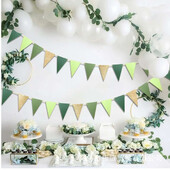 Zöld arany háromszög zászló zászló babazuhany esküvői parti dekoráció füzér Boldog baba 1. születésnapi partija színes transzparens dekoráció