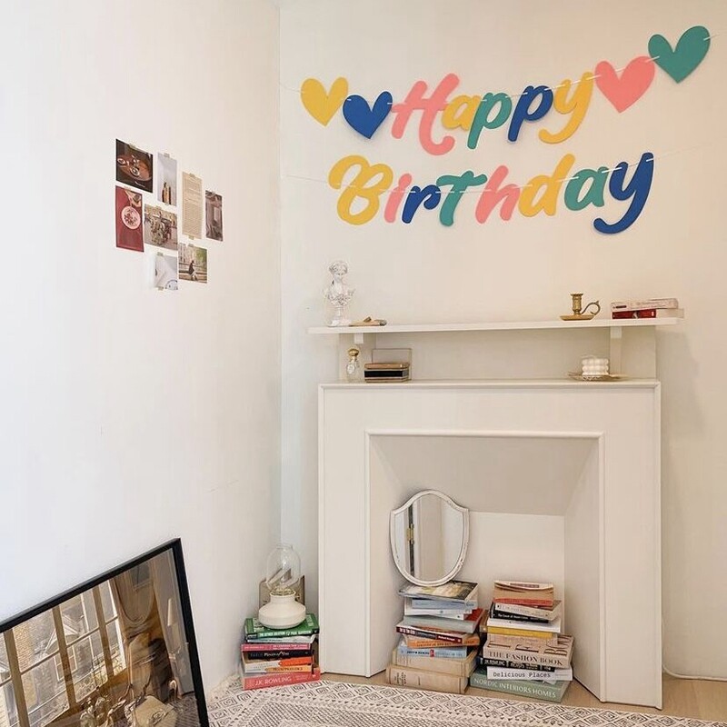 Ins Happy Birthday Banner Filc Anniversary Party Hangzászló Aranyos Gyerek Születésnapi Party Fotó Kellékek Jelenet Dekoráció 생일 장면 배치