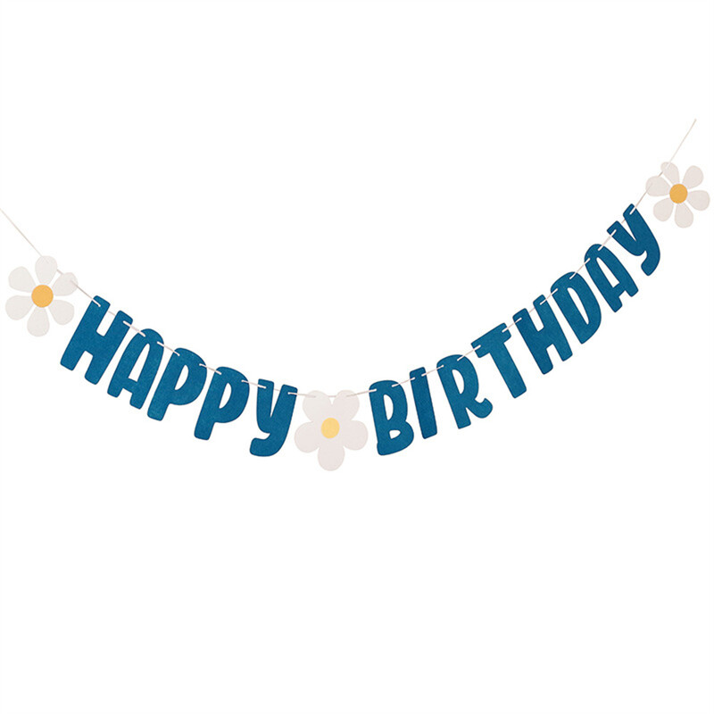 Százszorszép boldog születésnapot zászló nem szőtt fehér virág füzér születésnapi parti dekoráció gyerekeknek babazuhany függő zászló kellékek