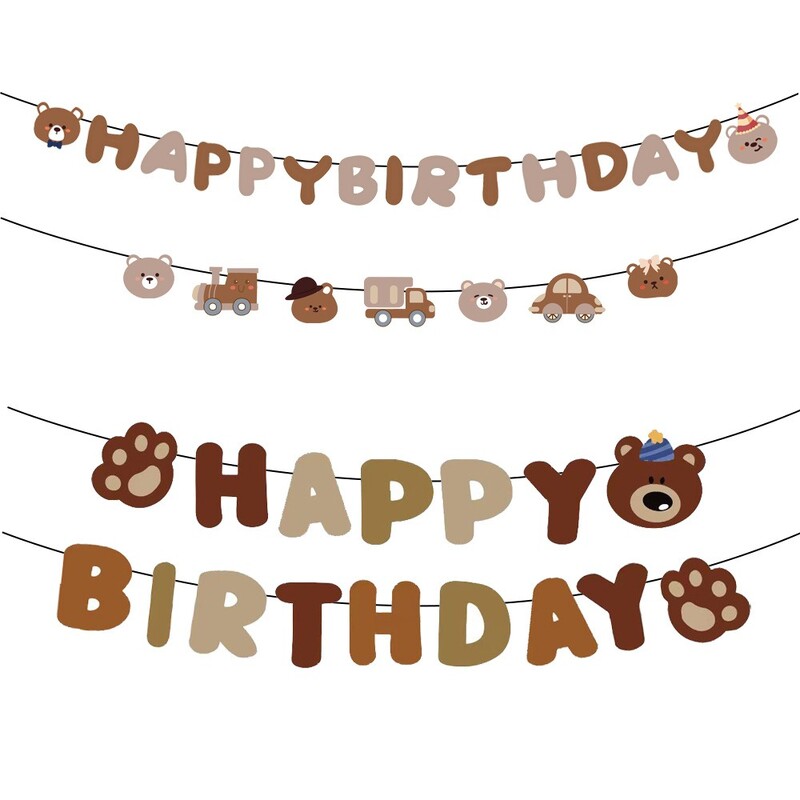 Rajzfilm Baby Bear Függő Banner Születésnapi Levél Zászló Autó Medve Mancs Füzér Boldog Gyerek Születésnapi Party dekoráció Babazuhany
