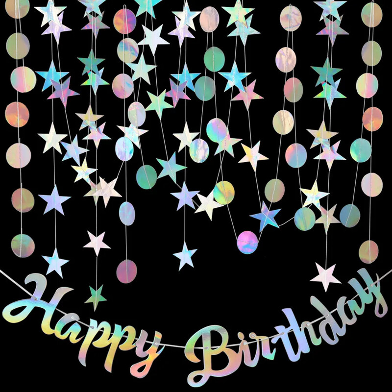 4M papír csillag füzér zászló zsinór Boldog születésnapot parti dekoráció lány fiú baba zuhany esküvői karácsonyi fali függő dekoráció