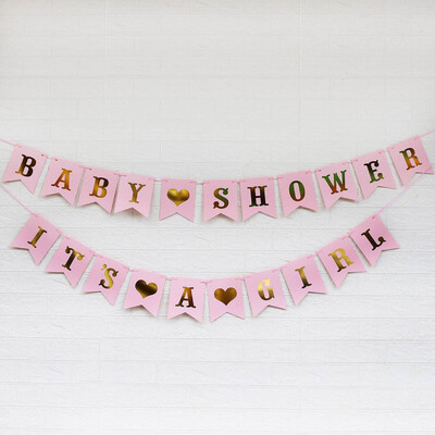 2db,Baby Shower Garland Dekoráció Születésnapi Party Favors Zsákvászon banner Baby Girl Showerhez - Baby Girl Shower Dekorációk