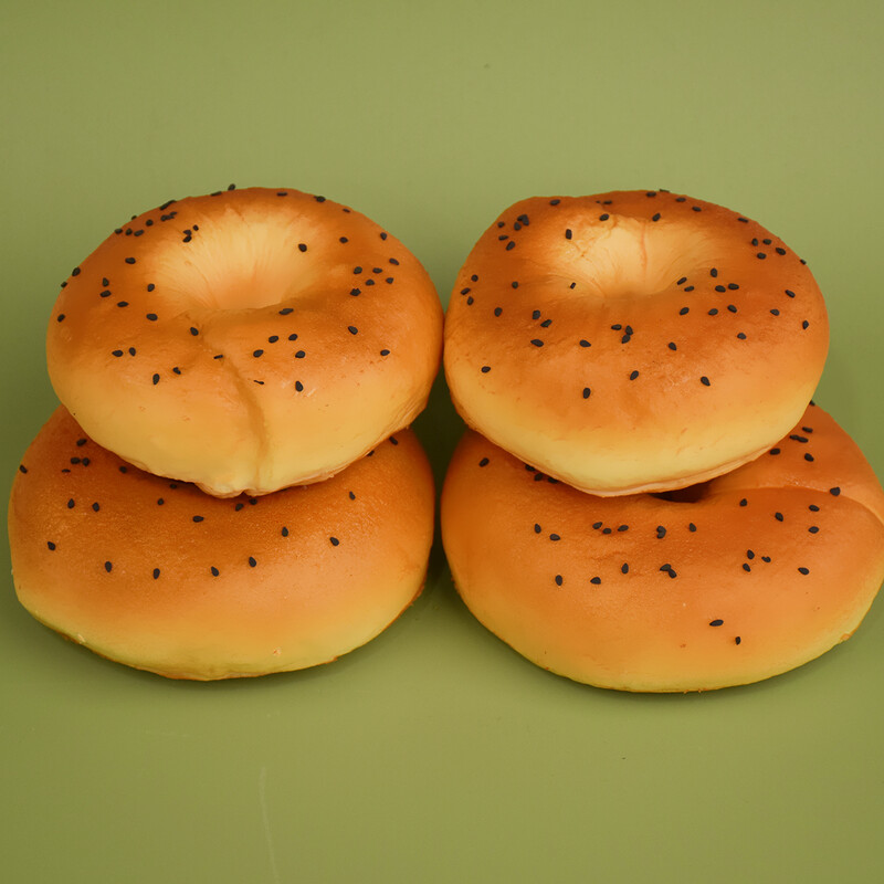 Szimulált bagel-modell, kenyérmodell, nagy hűségű puha kenyér, hamis élelmiszer-játékok, lakberendezési bolti kijelző