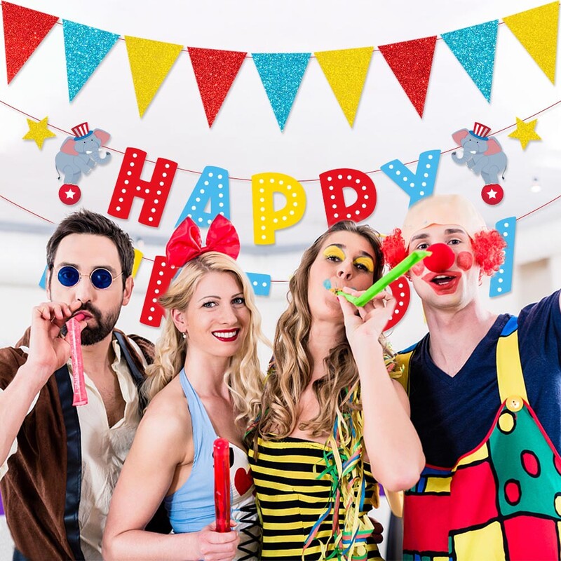 1 darab boldog születésnapi parti kellékek karneváli cirkuszparti dekoráció karneváli fényképes ajtó szalaghirdetés háttere