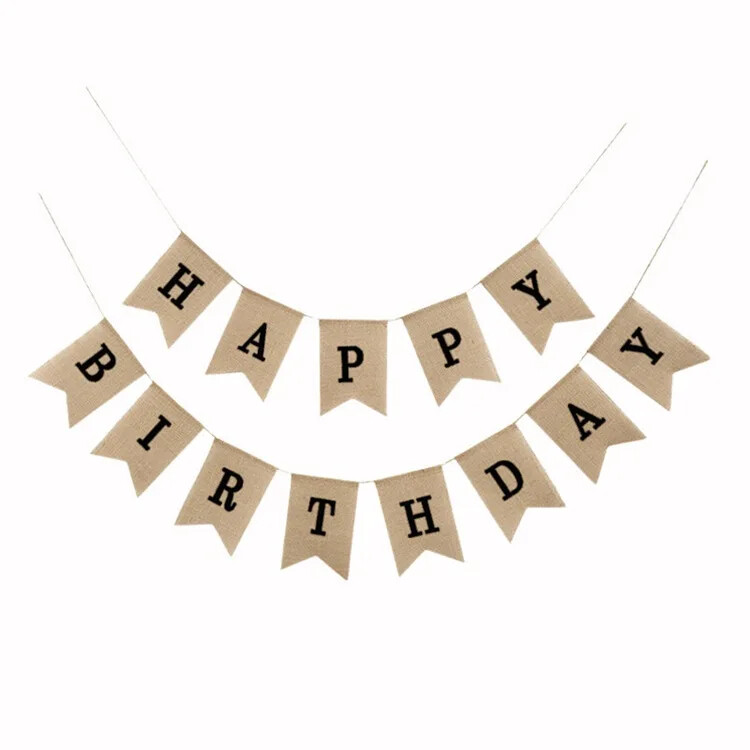 13 zászló Vintage vászon Juta zsákvászon zászló zászló zászlósármány háttér fotózás kellékek Boldog születésnapi partit lakberendezési kellékek