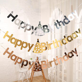 Boldog születésnapot húzza zászló forró arany és ezüst sármány születésnapi levél húzza virág transzparens party dekoráció baba zuhany