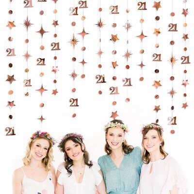 13Ft Irizáló 10. 13. Boldog születésnapi díszek 10. számú körpontos csillogó csillagfüzér függő streamer 10. évfordulója