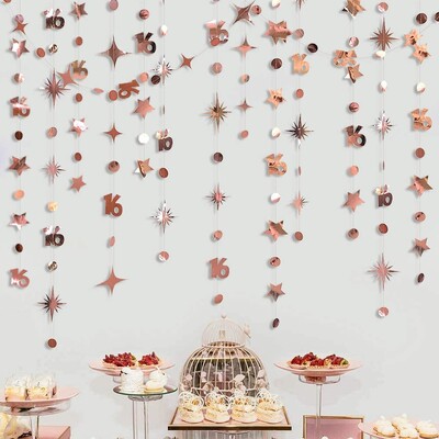 13Ft Irizáló 10. 13. Boldog születésnapi díszek 10. számú körpontos csillogó csillagfüzér függő streamer 10. évfordulója