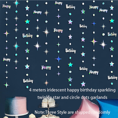 13Ft Irizáló 10. 13. Boldog születésnapi díszek 10. számú körpontos csillogó csillagfüzér függő streamer 10. évfordulója