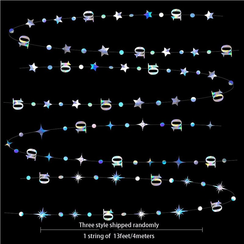 13Ft Irizáló 10. 13. Boldog születésnapi díszek 10. számú körpontos csillogó csillagfüzér függő streamer 10. évfordulója