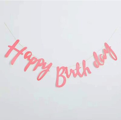 Script Világoslila Boldog születésnapot Zászló Babazuhany Rózsaszín Művészeti Garland Arany Ezüst Banner Bakdros Dekoráció