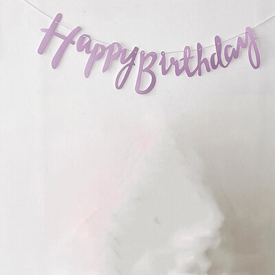 Script Világoslila Boldog születésnapot Zászló Babazuhany Rózsaszín Művészeti Garland Arany Ezüst Banner Bakdros Dekoráció