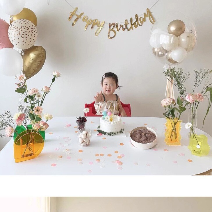 Script Világoslila Boldog születésnapot Zászló Babazuhany Rózsaszín Művészeti Garland Arany Ezüst Banner Bakdros Dekoráció