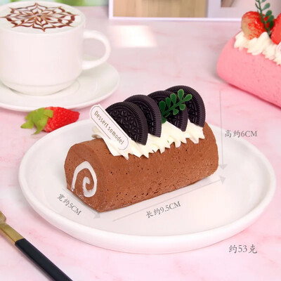Mesterséges torta hosszú svájci tojástekercs desszert modell ablak kellékek valósághű ételszimuláció otthoni dekoráció lövöldözős kellékek