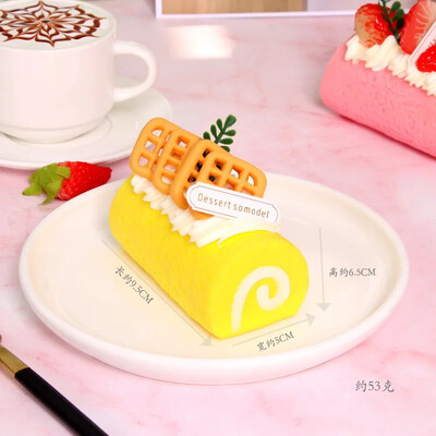 Mesterséges torta hosszú svájci tojástekercs desszert modell ablak kellékek valósághű ételszimuláció otthoni dekoráció lövöldözős kellékek