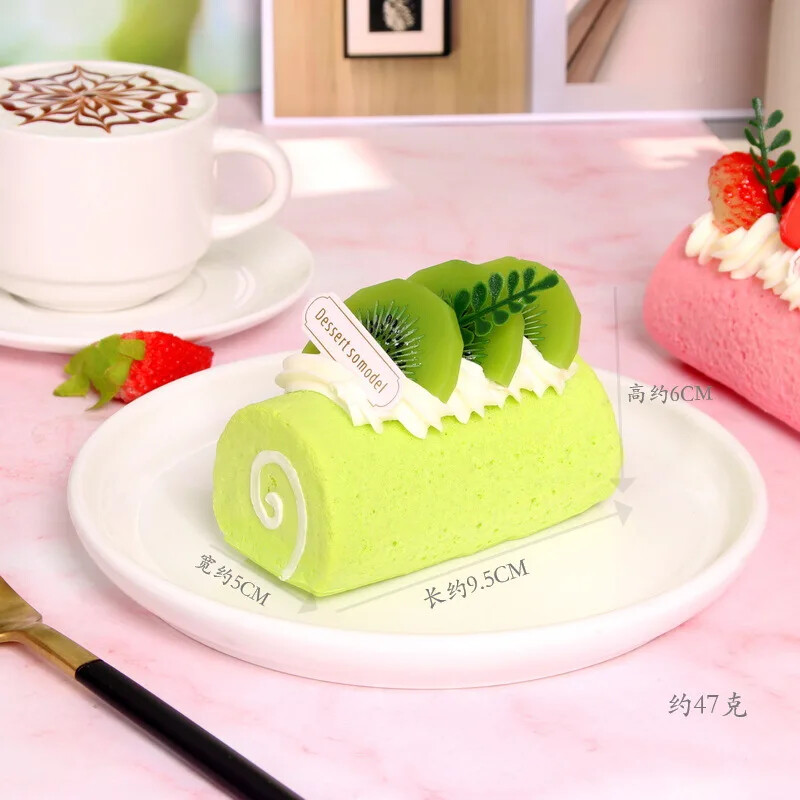 Mesterséges torta hosszú svájci tojástekercs desszert modell ablak kellékek valósághű ételszimuláció otthoni dekoráció lövöldözős kellékek
